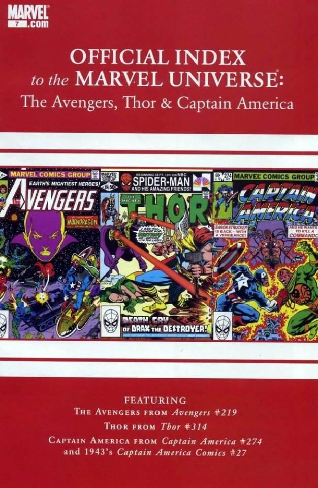 Avengers, Thor & Captain America: Official Index to the Marvel Universe #7
