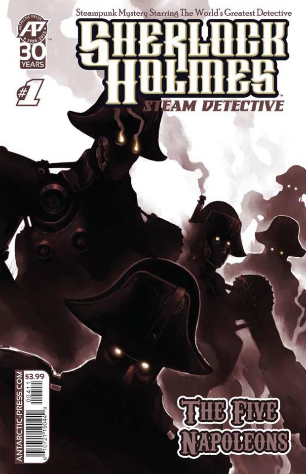 Sherlock Holmes Steam Detective Case Files: The Five Napoleons cover — © Antarctic Press
