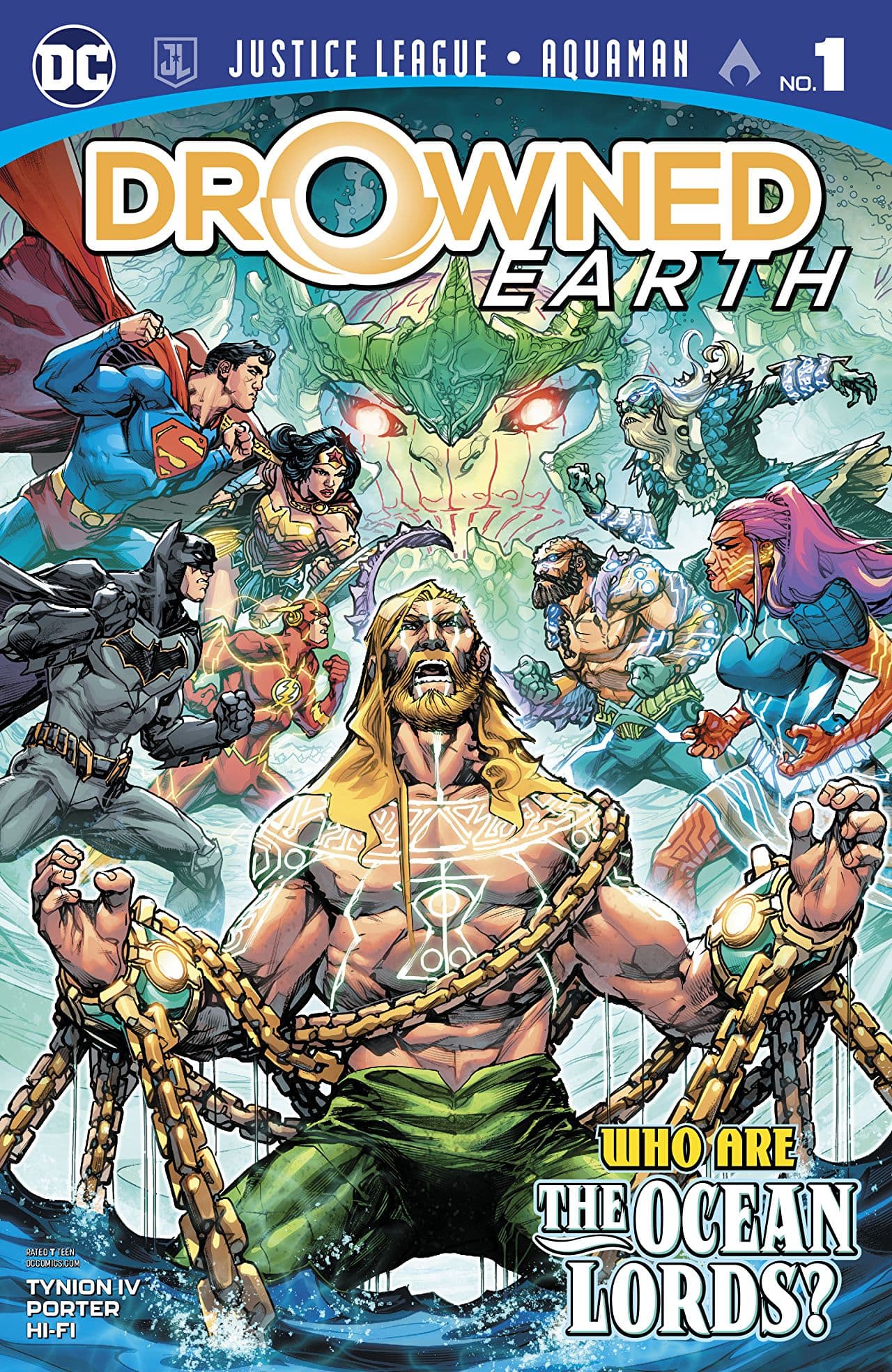 Justice League/Aquaman: Drowned Earth #1 cover
