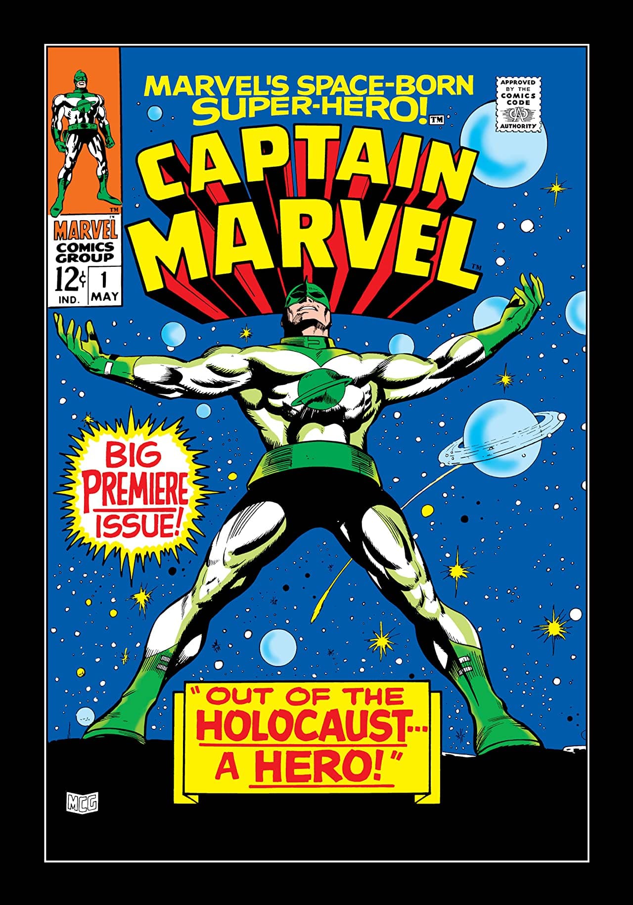Marvel's Space-Born Superhero! Captain Marvel #1 cover