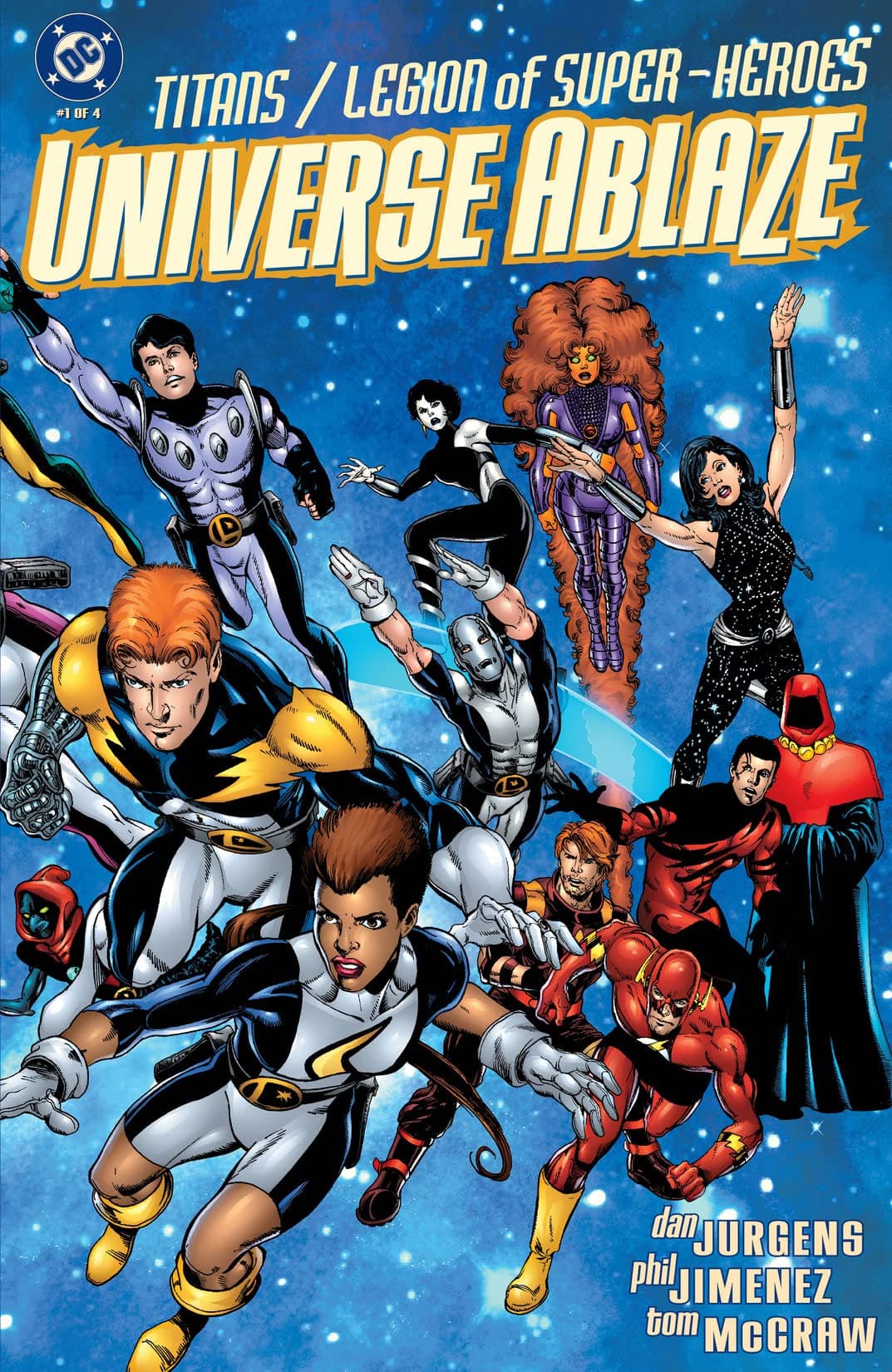 Titans / Legion of Super-Heroes: Universe Ablaze cover — © DC Comics